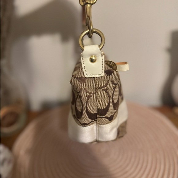 Coach Mini Handbag - Optic C Tan brown Stripe Leather Strap 90s Y2K - Picture 16 of 16